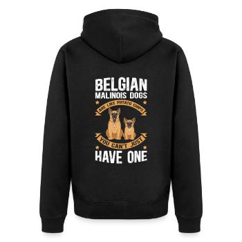 Belgian Shepherd Malinois Dog Gift - Unisex Premium Organic Zip Hoodie - black - Back - Nico (187cm)
