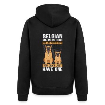 Belgian Shepherd | Malinois Dog Gift - Unisex Premium Organic Zip Hoodie - black - Back - Nico (187cm)