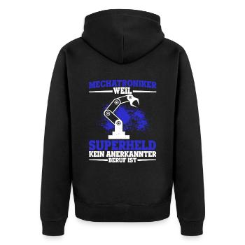 Autofans Werkstatt Kfz Meister Ausbildung Mechatro - Unisex Premium Bio Zip Hoodie - Schwarz - Hinten - Nico (187cm)
