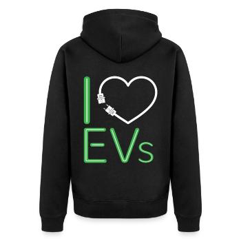 I Charge Electric Vehicle For Electric Car Fans - Unisex Premium Bio Zip Hoodie - Schwarz - Hinten - Nico (187cm)