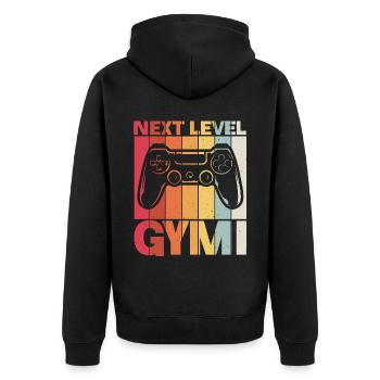 Nächstes Kapitel Grundschule Vintage neue Schule A - Unisex Premium Bio Zip Hoodie - Schwarz - Hinten - Nico (187cm)