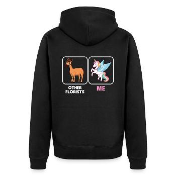 Other Florist / Me Funny Florist For Florist - Unisex Premium Bio Zip Hoodie - Schwarz - Hinten - Nico (187cm)
