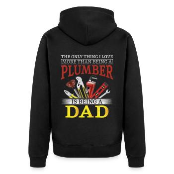 Plumbing Plumber Dad Vintage The - Unisex Premium Organic Zip Hoodie - black - Back - Nico (187cm)