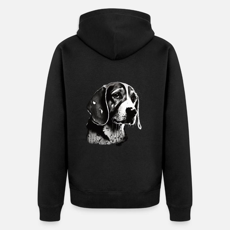 Beagle Bild Portrait - Unisex Premium Bio Zip Hoodie - Schwarz