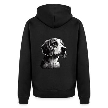 Beagle Bild Portrait - Unisex Premium Bio Zip Hoodie - Schwarz - Hinten - Nico (187cm)