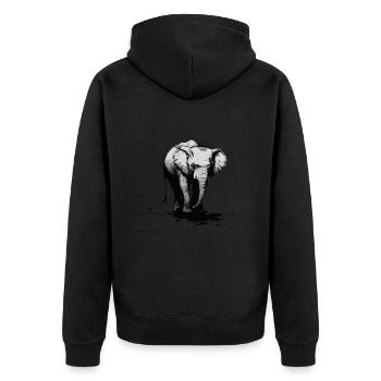 Elephant Artful stencil printing - Unisex Premium Organic Zip Hoodie - black - Back - Nico (187cm)