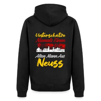 Unterschätze Niemals Einen Alten Mann Aus Neuss - Unisex Premium Bio Zip Hoodie - Schwarz - Hinten - Nico (187cm)