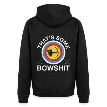 Bogensport Bogenschütze Bogenschießen Pfeil Bogen - Unisex Premium Bio Zip Hoodie - Schwarz - Hinten - Nico (187cm)