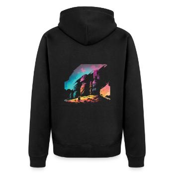 Statue de tête de Rapa Nui Moai Île de Pâques - Veste à capuche bio Premium Unisexe - noir - Dos - Nico (187cm)