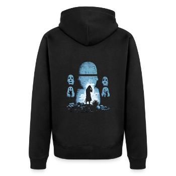Statue de tête de Rapa Nui Moai Île de Pâques - Veste à capuche bio Premium Unisexe - noir - Dos - Nico (187cm)