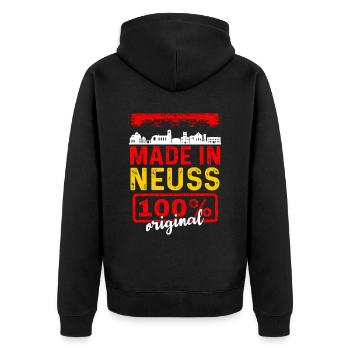 Neuss - Unisex Premium Bio Zip Hoodie - Schwarz - Hinten - Nico (187cm)