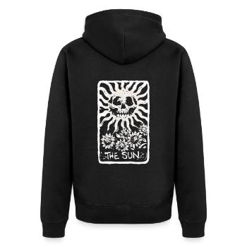 The Sun Skeleton Skull Tarot Card - Unisex Premium Bio Zip Hoodie - Schwarz - Hinten - Nico (187cm)