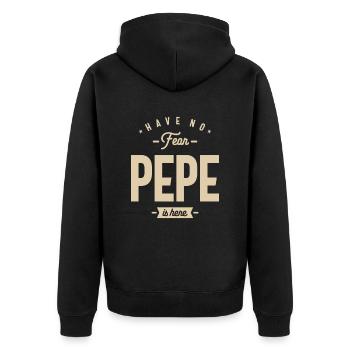 Have No Fear Pepe is Here Funny - Unisex Premium Organic Zip Hoodie - black - Back - Nico (187cm)