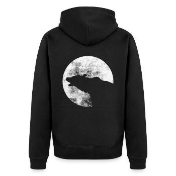 Moon - Bear - (2) - Unisex Premium Organic Zip Hoodie - black - Back - Nico (187cm)