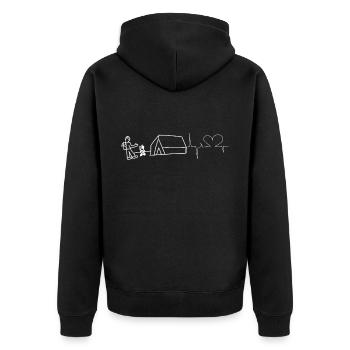 Herzschlag - Herz - Wohnwagen - (3) - Unisex Premium Bio Zip Hoodie - Schwarz - Hinten - Nico (187cm)