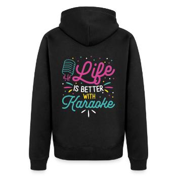 Karaoké Chanteur 80s Retro La vie est - Veste à capuche bio Premium Unisexe - noir - Dos - Nico (187cm)