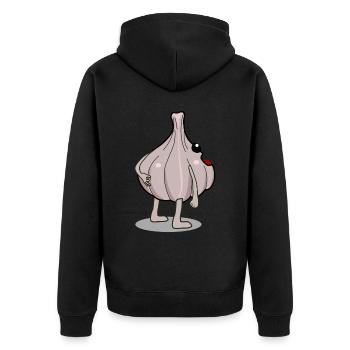 Knoblauch Reingeschaut Knoblauchzehen - Unisex Premium Bio Zip Hoodie - Schwarz - Hinten - Nico (187cm)