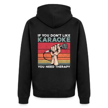 Karaoke Singer Retro Vintage If - Unisex Premium Bio Zip Hoodie - Schwarz - Hinten - Nico (187cm)