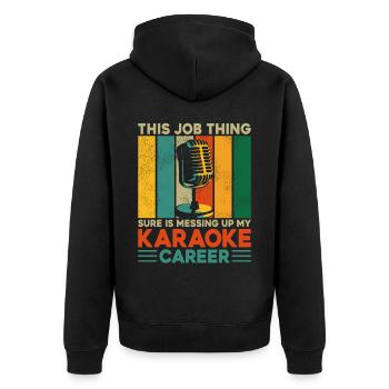 Karaoke Singer Retro Vintage This - Unisex Premium Bio Zip Hoodie - Schwarz - Hinten - Nico (187cm)