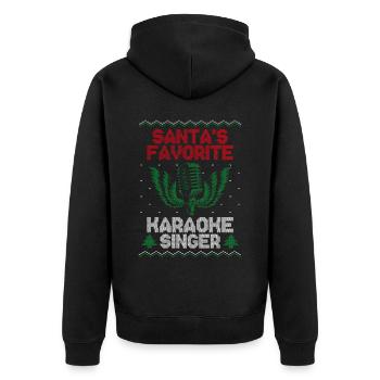 Karaoké Chanteur Noël moche - Veste à capuche bio Premium Unisexe - noir - Dos - Nico (187cm)
