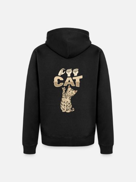 ILY KATZE ASL Gebärdensprache - Unisex Premium Bio Zip Hoodie - Schwarz