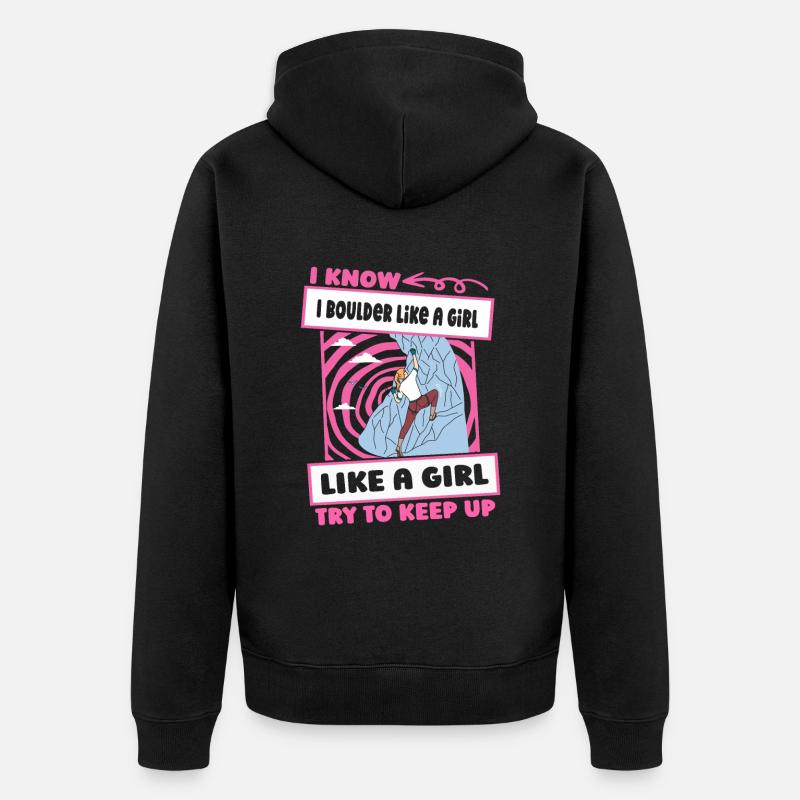 Bouldern Bouldering Mädchen - Unisex Premium Bio Zip Hoodie - Schwarz