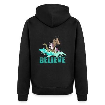 Cryptozoology Cryptid Bigfoot Unicorn Loch Ness - Unisex Premium Organic Zip Hoodie - black - Back - Nico (187cm)