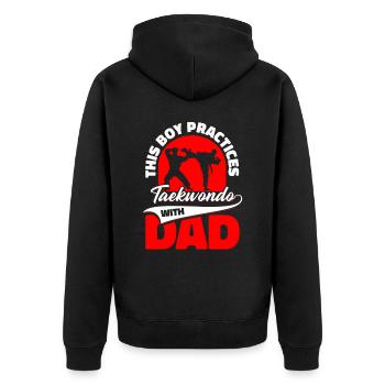 Taekwondo Vater Taekwondo Vater - Unisex Premium Bio Zip Hoodie - Schwarz - Hinten - Nico (187cm)