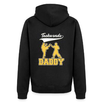 Taekwondo Vati Taekwondo Vater - Unisex Premium Bio Zip Hoodie - Schwarz - Hinten - Nico (187cm)
