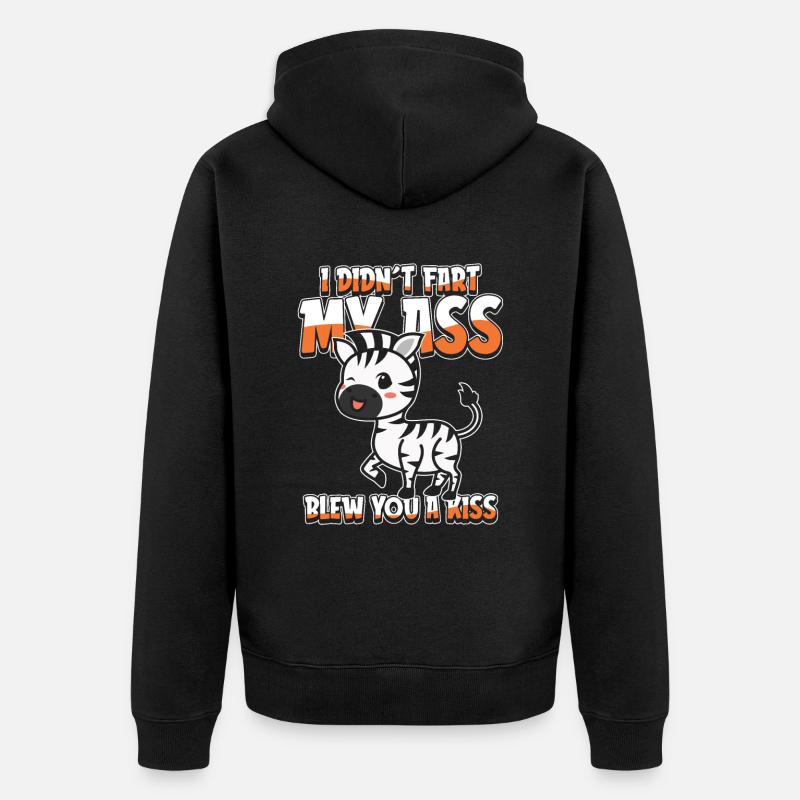 Zebra Witzig - Unisex Premium Bio Zip Hoodie - Schwarz