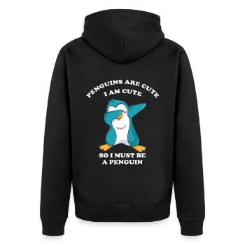 cooler tanzender Pinguin - Unisex Premium Bio Zip Hoodie - Schwarz - Hinten - Nico (187cm)