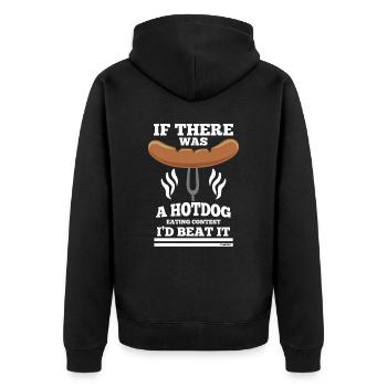 Wettkampf Hot dog Geschenkidee - Unisex Premium Bio Zip Hoodie - Schwarz - Hinten - Nico (187cm)