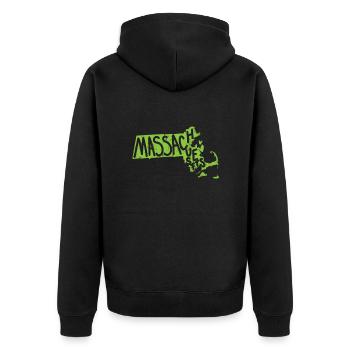 Massachusetts Karten Umriss USA Amerika - Unisex Premium Bio Zip Hoodie - Schwarz - Hinten - Nico (187cm)
