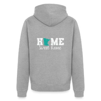 Minnesota Home sweet Home USA Amérique - Veste à capuche bio Premium Unisexe - gris chiné - Dos - Nico (187cm)