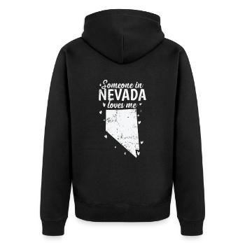Nevada Quelqu’un au Nevada aime Me USA Amérique - Veste à capuche bio Premium Unisexe - noir - Dos - Nico (187cm)