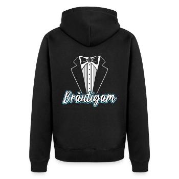Bräutigam Kostüm JGA T-Shirt Herren - Unisex Premium Bio Zip Hoodie - Schwarz - Hinten - Nico (187cm)