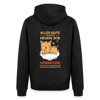 Alles gute im neuen Job du Verräter, Abschied - Unisex Premium Bio Zip Hoodie - Schwarz - Hinten - Nico (187cm)