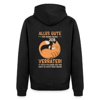 Alles gute im neuen Job du Verräter, Abschied - Unisex Premium Bio Zip Hoodie - Schwarz - Hinten - Nico (187cm)