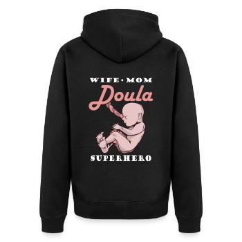 Épouse Mère Doula Sage-femme - Veste à capuche bio Premium Unisexe - noir - Dos - Nico (187cm)