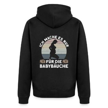 Babybauch Schwangerschaft Fotografin Fotografie - Unisex Premium Bio Zip Hoodie - Schwarz - Hinten - Nico (187cm)