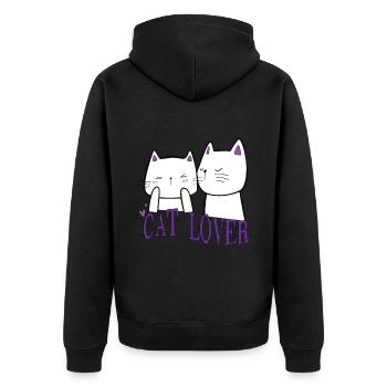 Wickedly Handsome Böse Süsse Katze - Unisex Premium Bio Zip Hoodie - Schwarz - Hinten - Nico (187cm)