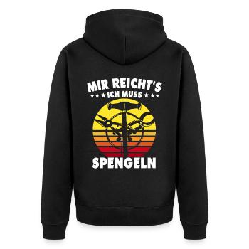 Spengler Bauspengler Spengeln Karrosseriespengler - Unisex Premium Bio Zip Hoodie - Schwarz - Hinten - Nico (187cm)