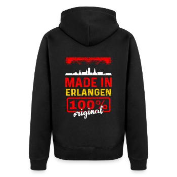 Erlangen - Unisex Premium Bio Zip Hoodie - Schwarz - Hinten - Nico (187cm)