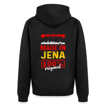 Jena - Unisex Premium Bio Zip Hoodie - Schwarz - Hinten - Nico (187cm)