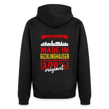 Recklinghausen - Unisex Premium Bio Zip Hoodie - Schwarz - Hinten - Nico (187cm)