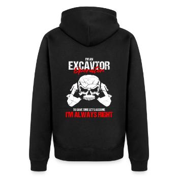 Excavator for excavator operator - Unisex Premium Organic Zip Hoodie - black - Back - Nico (187cm)