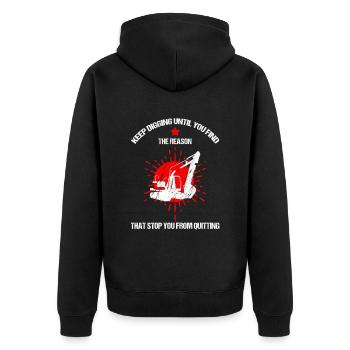 Back Operator für Bagger Sand Digger - Unisex Premium Bio Zip Hoodie - Schwarz - Hinten - Nico (187cm)