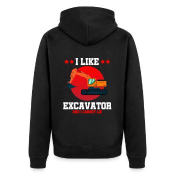 Bagger für Baggerführer und Baggerführerin - Unisex Premium Bio Zip Hoodie - Schwarz - Hinten - Nico (187cm)
