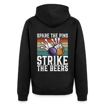 Lustiges Bowling Gruppenoutfit und cooles Bowling - Unisex Premium Bio Zip Hoodie - Schwarz - Hinten - Nico (187cm)
