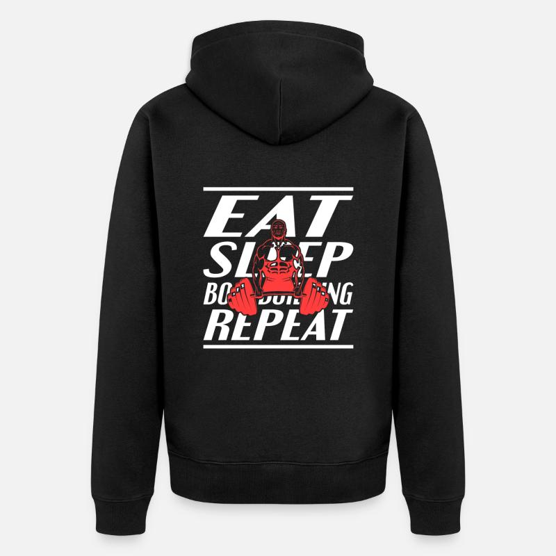 Alimentation Sommeil Musculation - Veste à capuche bio Premium Unisexe - noir